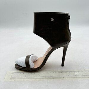 XYD Olive Open Toe Pumps Back Zipper High Heels Parties Events Shoes